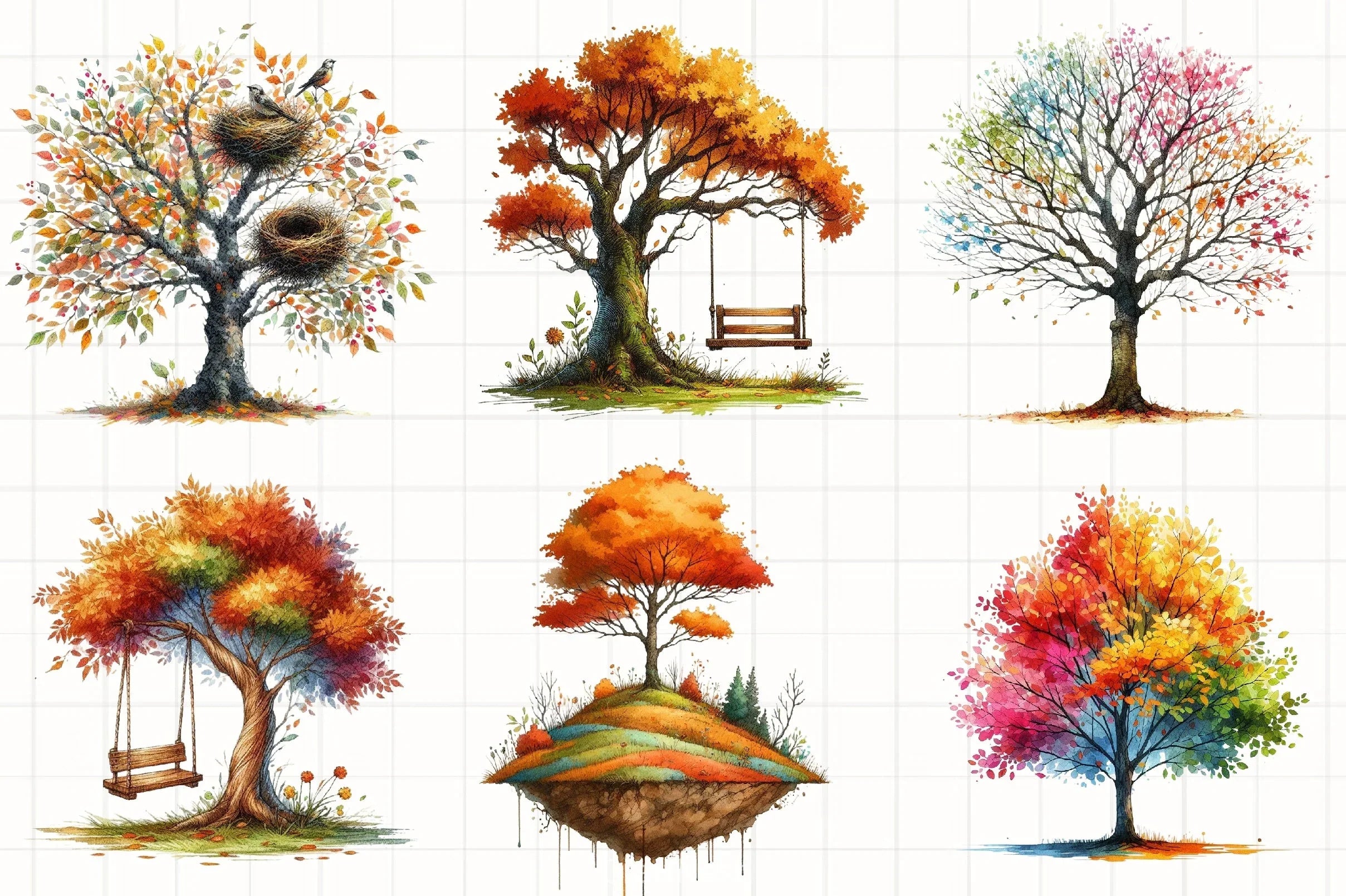 Autumn Tree Clipart Bundle 4 - CraftNest - Digital Crafting and Art