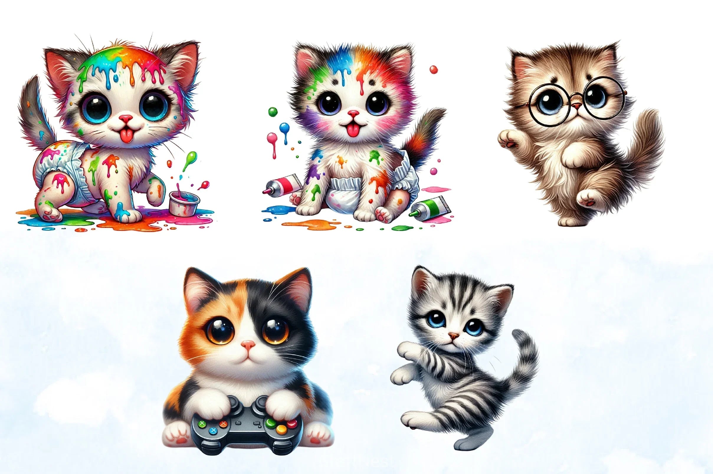 Cute Funny Cat Clipart Bundle - CraftNest - Digital Crafting and Art