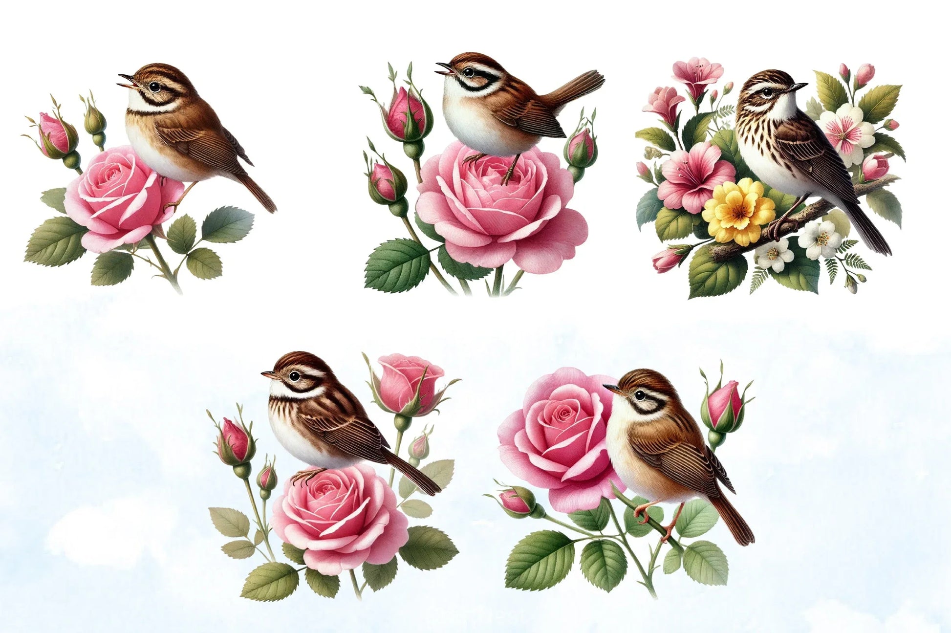 Spring Sparrow Clipart Bundle - CraftNest - Digital Crafting and Art