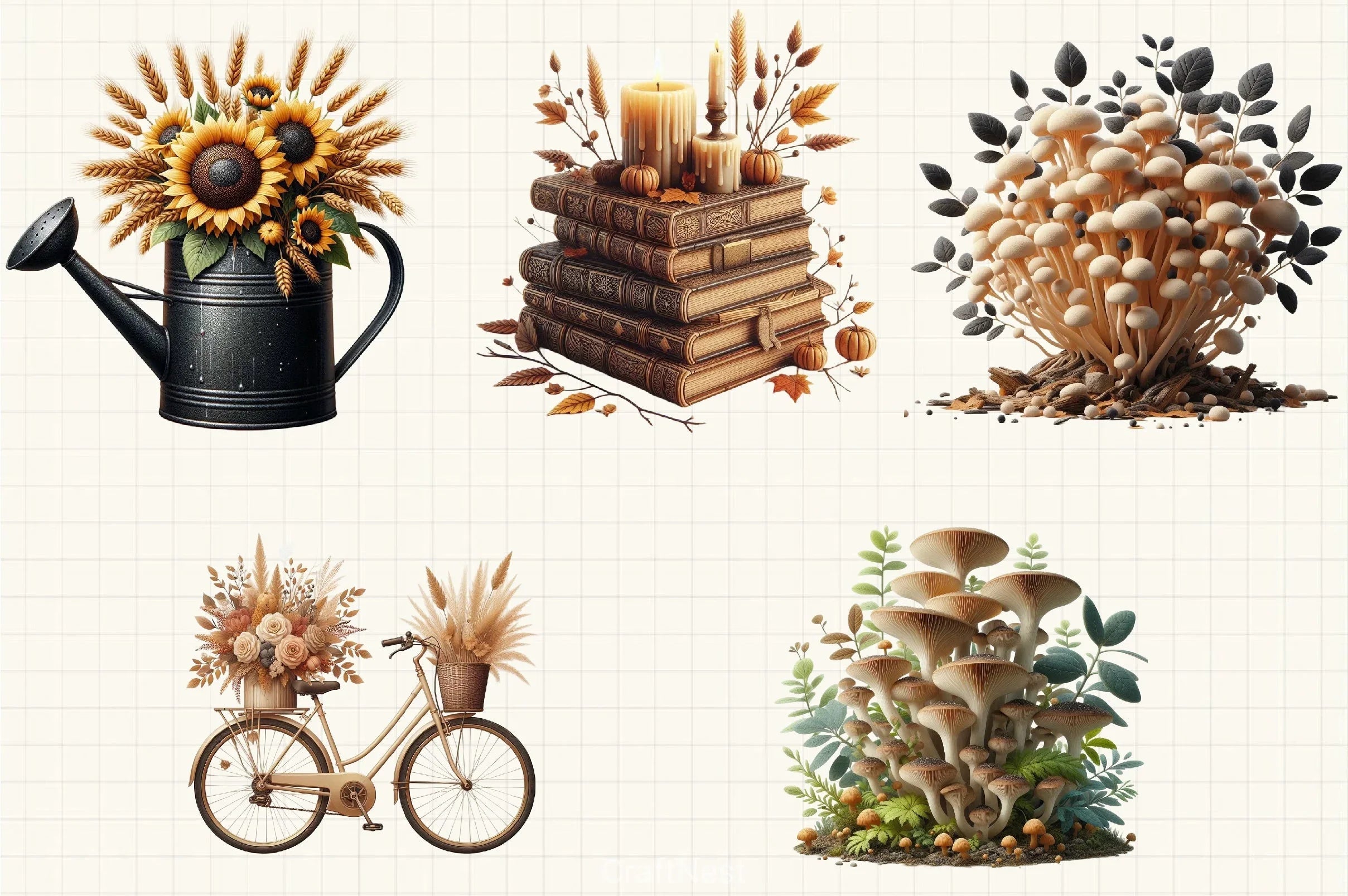 Beige & Black Autumn Clipart Bundle 1 - CraftNest - Digital Crafting and Art