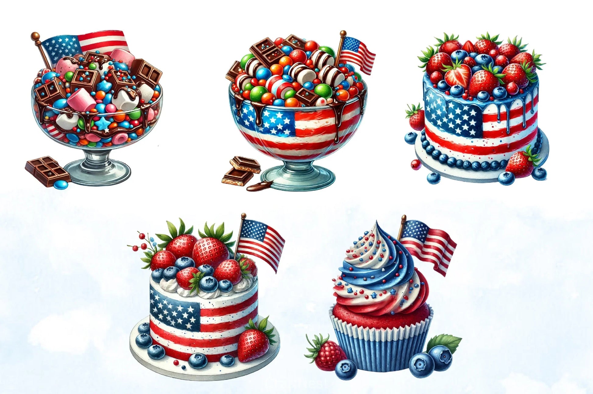 4th of July Desserts Clipart Bundle - CraftNest - Digital Crafting and Art