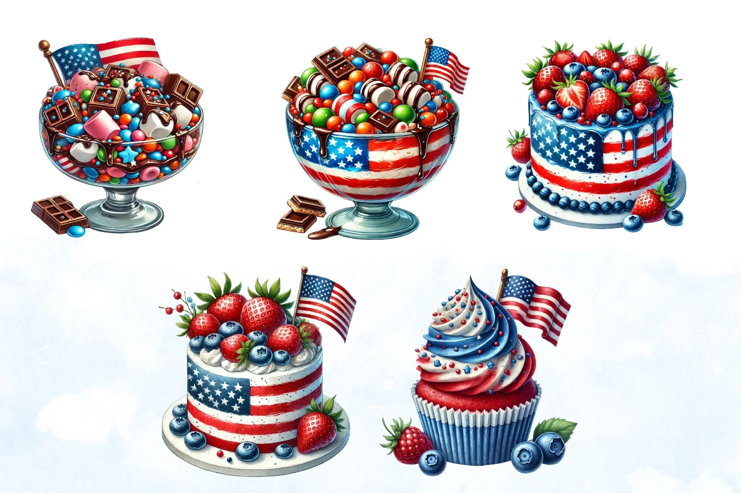 4th of July Desserts Clipart Bundle - CraftNest - Digital Crafting and Art