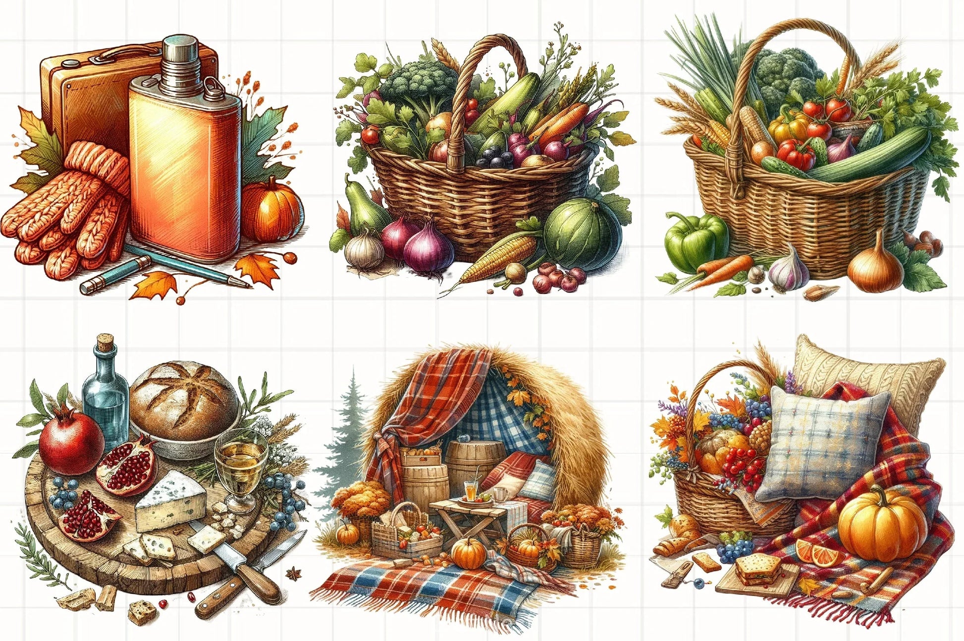 Fall Picnic Clipart Bundle - CraftNest - Digital Crafting and Art