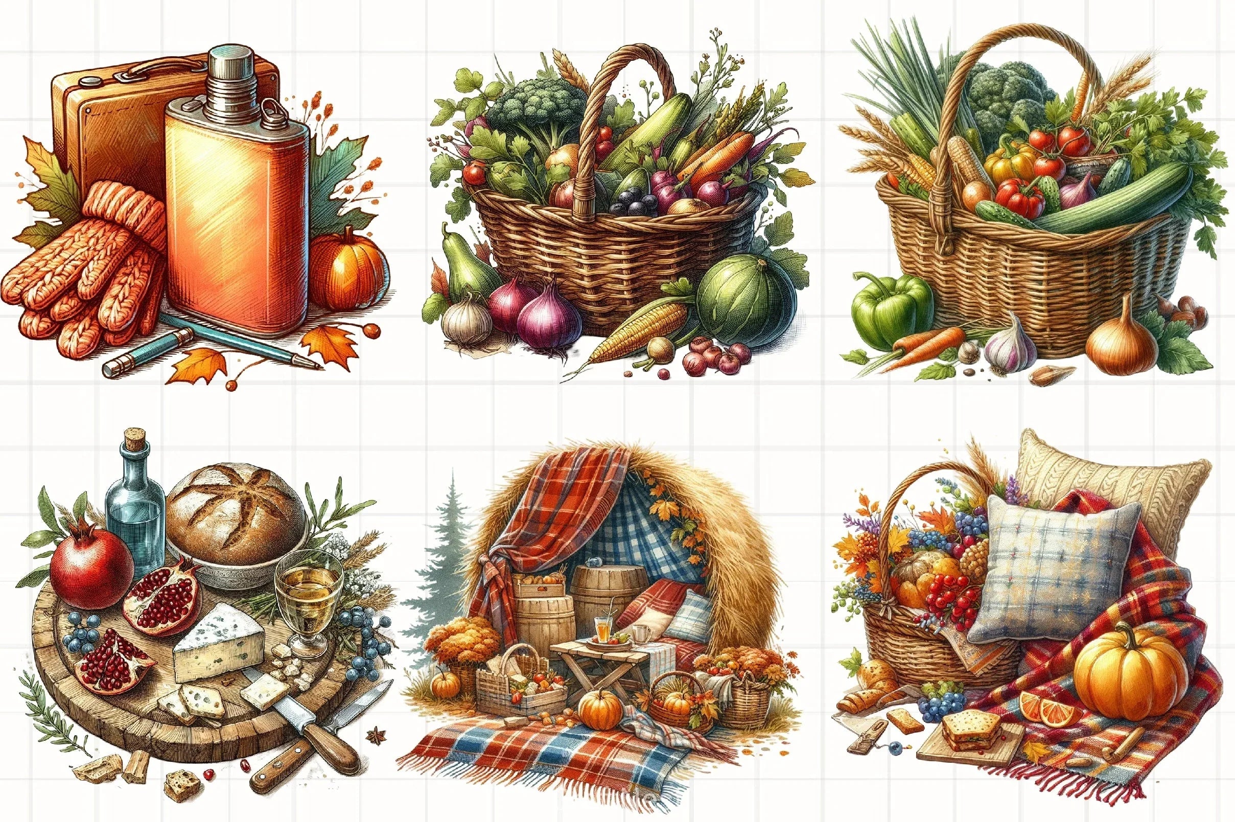 Fall Picnic Clipart Bundle - CraftNest - Digital Crafting and Art