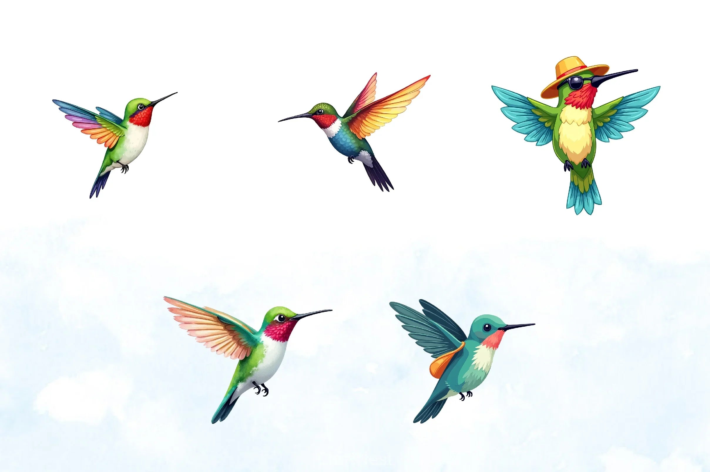 Cute Dabbing Hummingbird Clipart Bundle 8 - CraftNest - Digital Crafting and Art