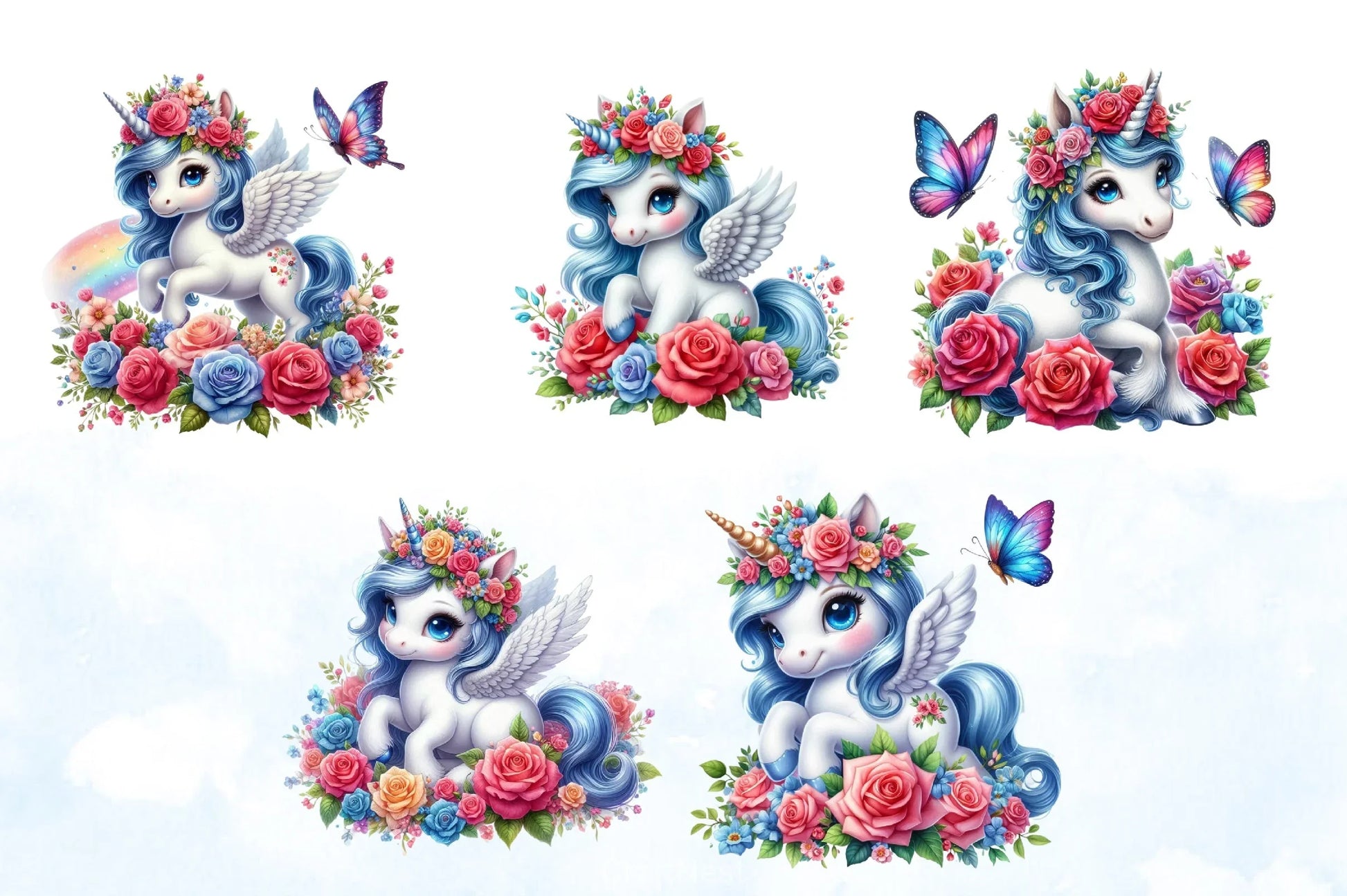 Baby Unicorn Clipart Bundle 4 - CraftNest - Digital Crafting and Art