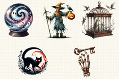 Vintage Creepy Halloween Clipart Bundle - CraftNest - Digital Crafting and Art