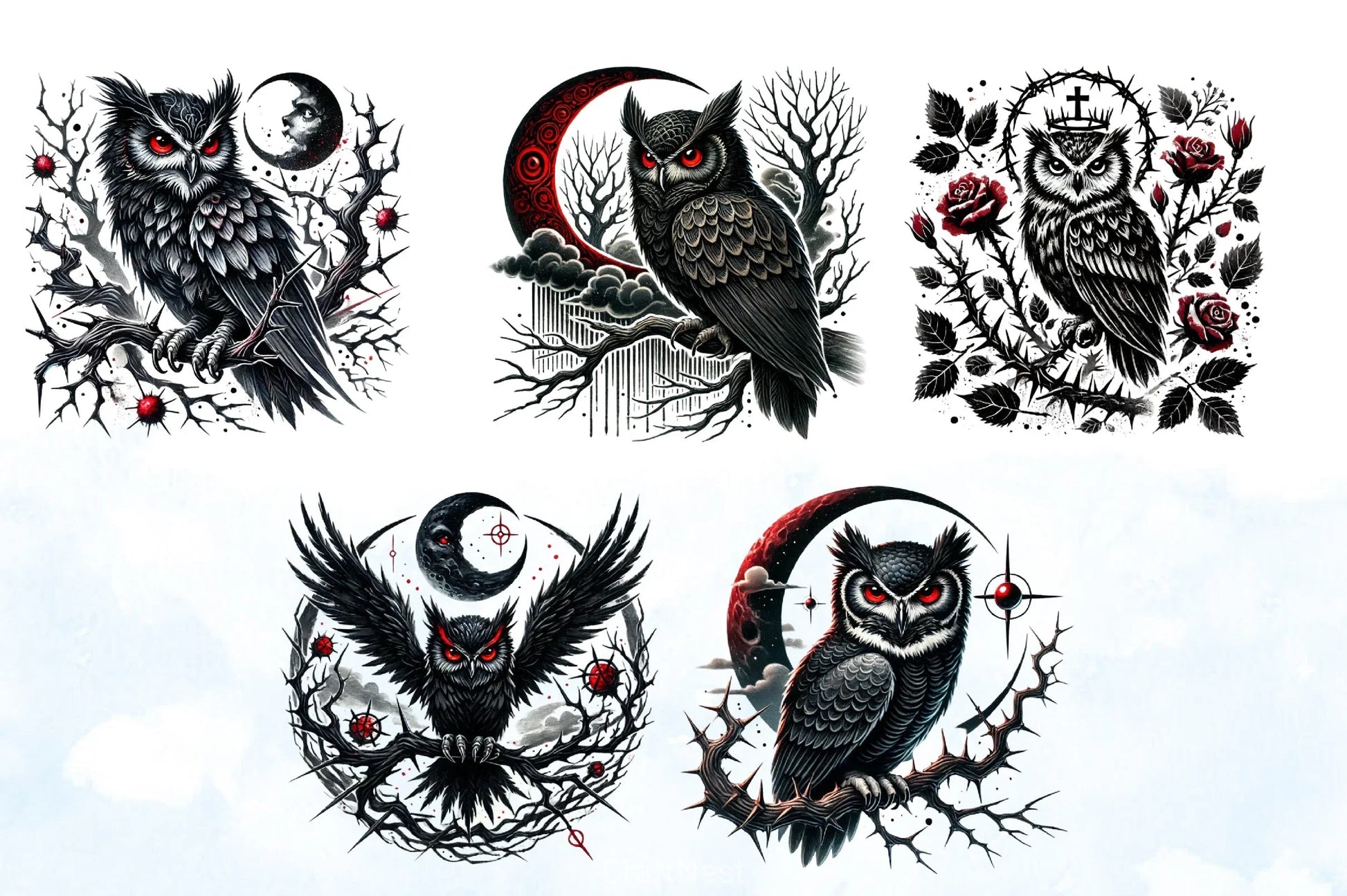 Gothic Owls Clipart Bundle - CraftNest - Digital Crafting and Art