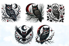 Gothic Owls Clipart Bundle - CraftNest - Digital Crafting and Art