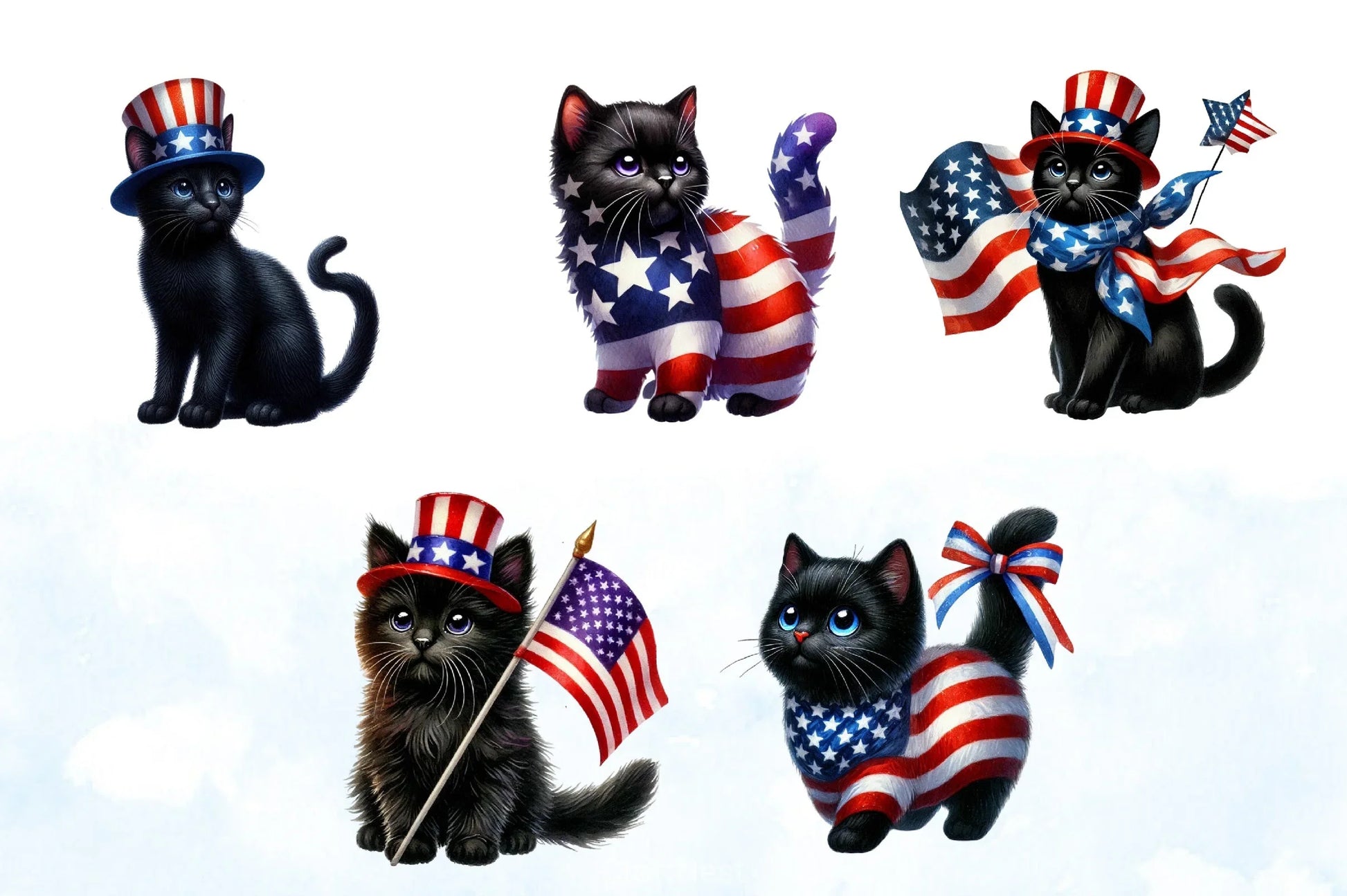 4th of July Black Cat Clipart Bundle - CraftNest - Digital Crafting and Art