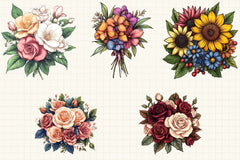 Wedding Flower Bouquet Clipart Bundle - CraftNest - Digital Crafting and Art
