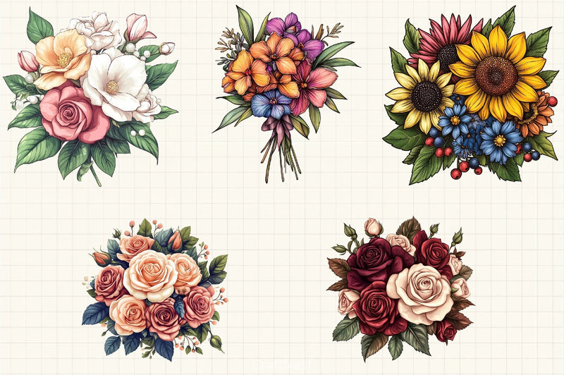 Wedding Flower Bouquet Clipart Bundle - CraftNest - Digital Crafting and Art