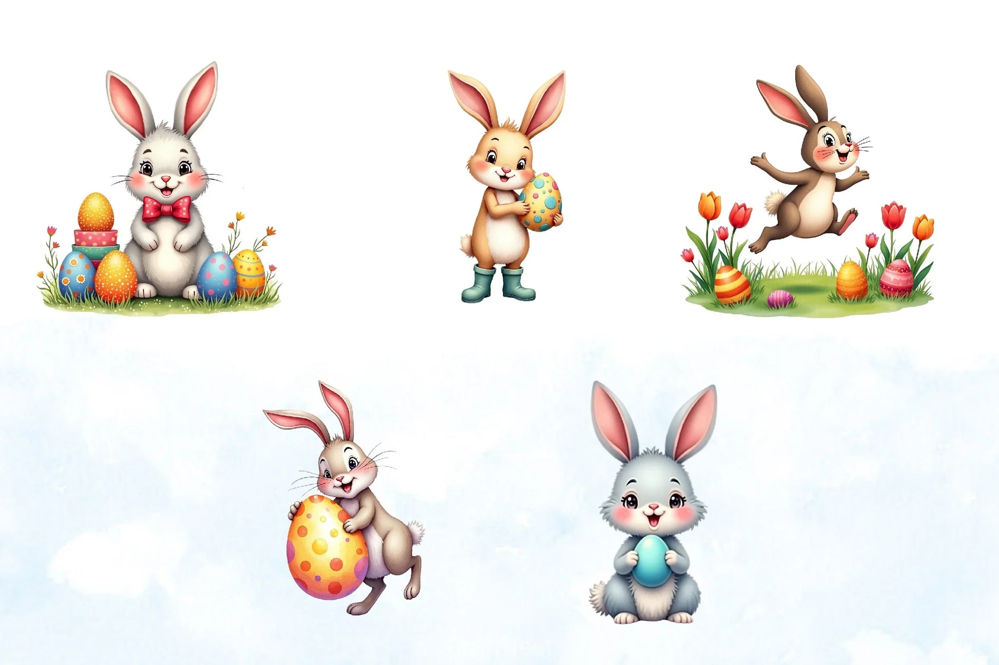 Cute Easter Rabbit Clipart Bundle 1 - CraftNest - Digital Crafting and Art