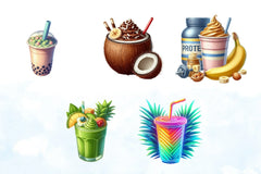 Summer Tropical Smoothie Clipart Bundle - CraftNest - Digital Crafting and Art