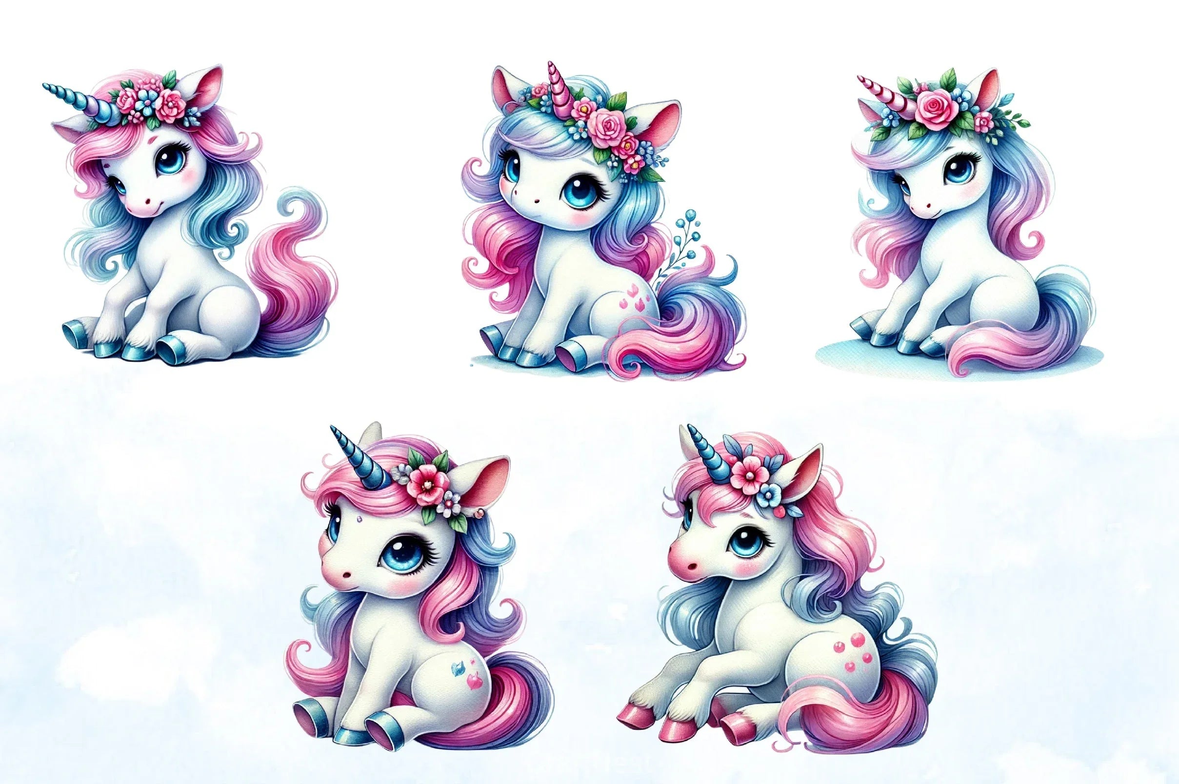 Baby Unicorn Clipart Bundle 3 - CraftNest - Digital Crafting and Art
