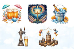 Vintage Summer Beer Clipart Bundle - CraftNest - Digital Crafting and Art