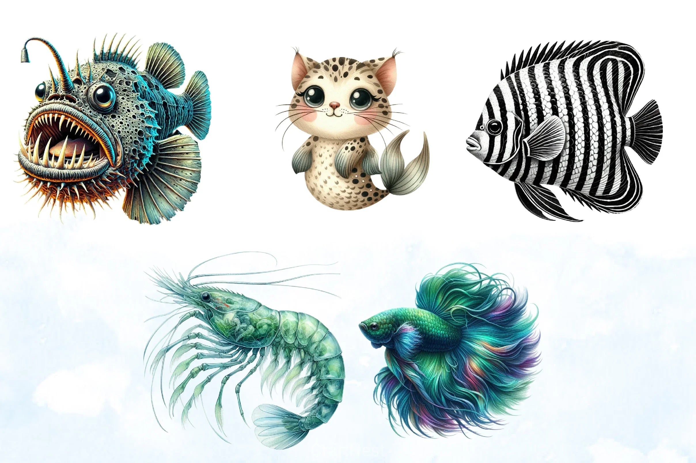 Sea Fish Clipart Bundle 4 - CraftNest - Digital Crafting and Art