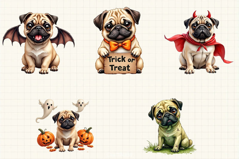 Halloween Pug Clipart Bundle - CraftNest - Digital Crafting and Art