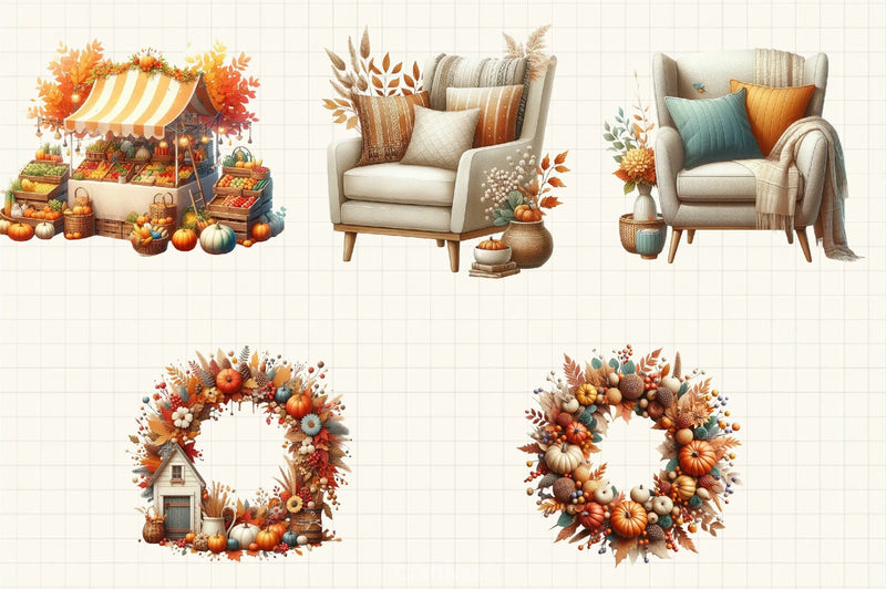 Neutral Fall Clipart Bundle - CraftNest - Digital Crafting and Art