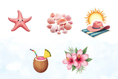 Pink Beach Summer Clipart Bundle - CraftNest - Digital Crafting and Art