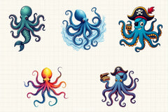 Cute Octopus Clipart Bundle - CraftNest - Digital Crafting and Art