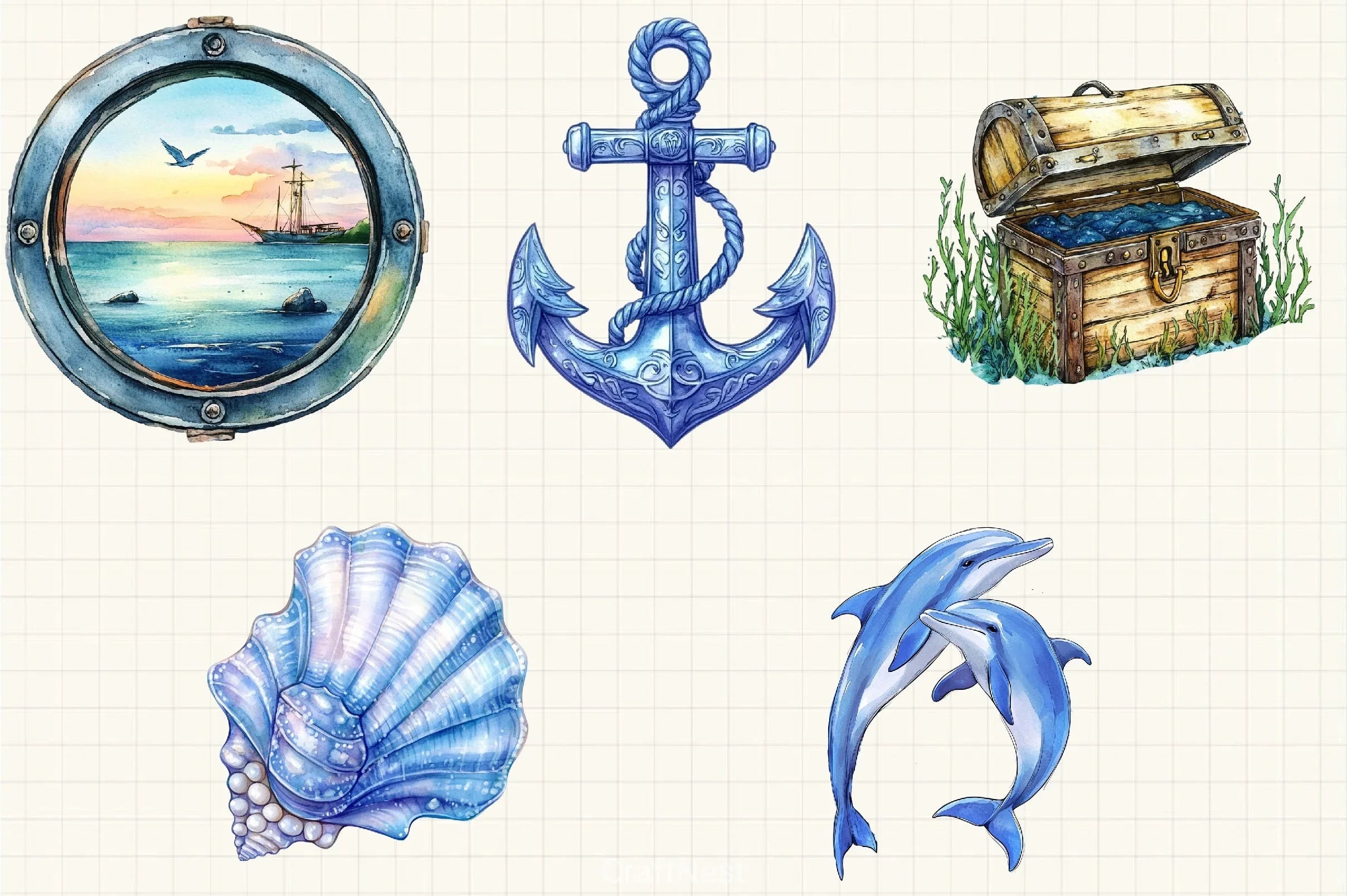 Blue Nautical Clipart Bundle 5 - CraftNest - Digital Crafting and Art