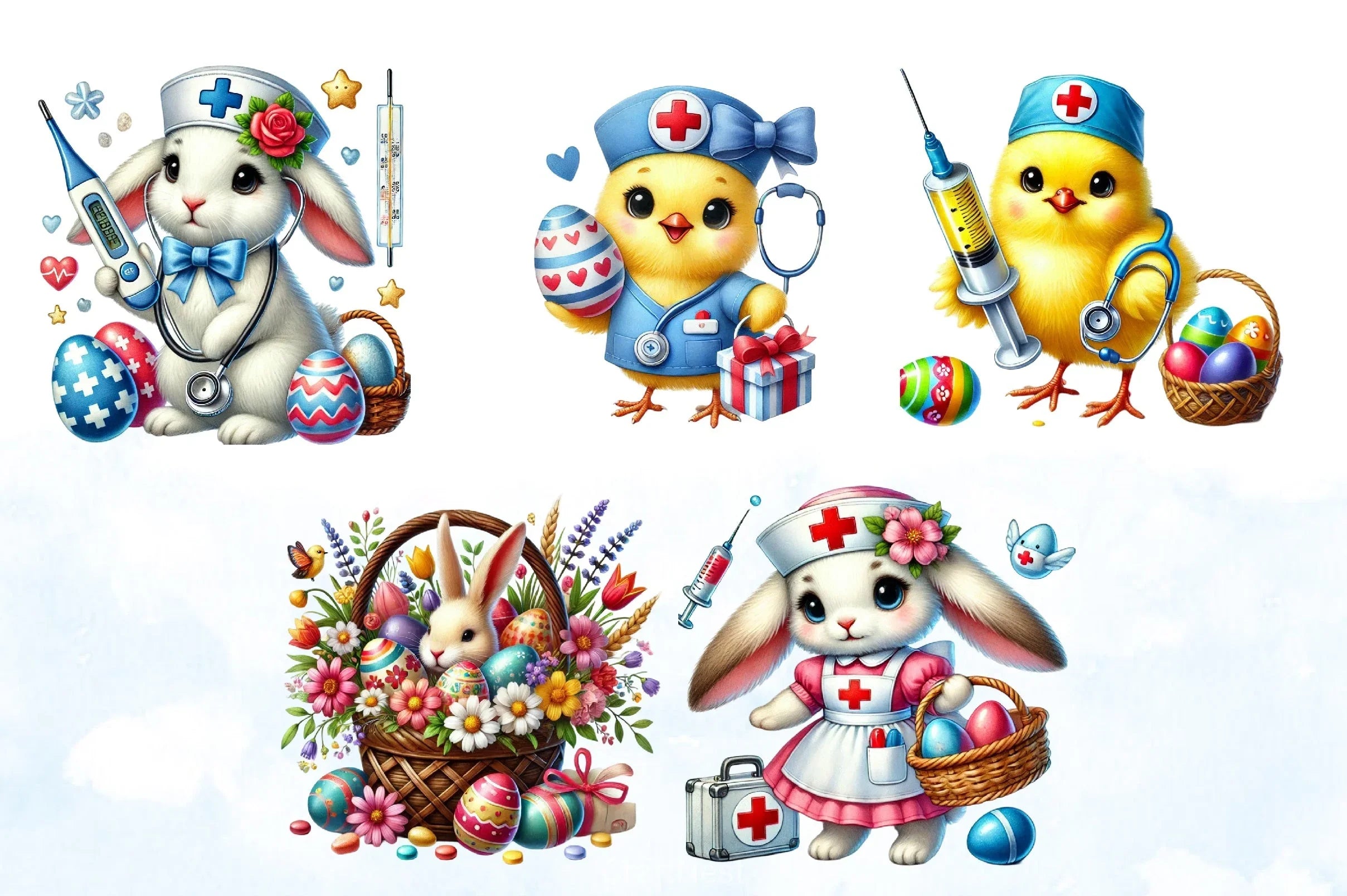 Retro Easter Clipart Bundle - CraftNest - Digital Crafting and Art