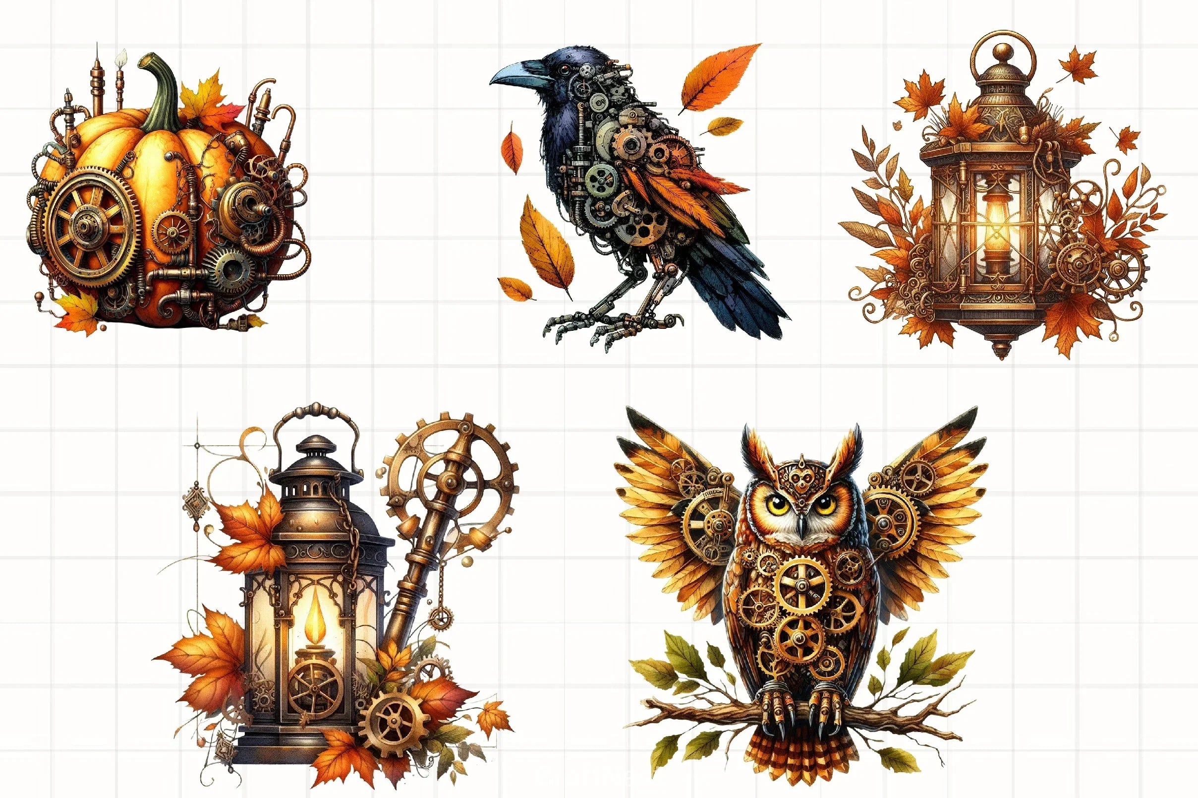 Steampunk Autumn Clipart Bundle - CraftNest - Digital Crafting and Art
