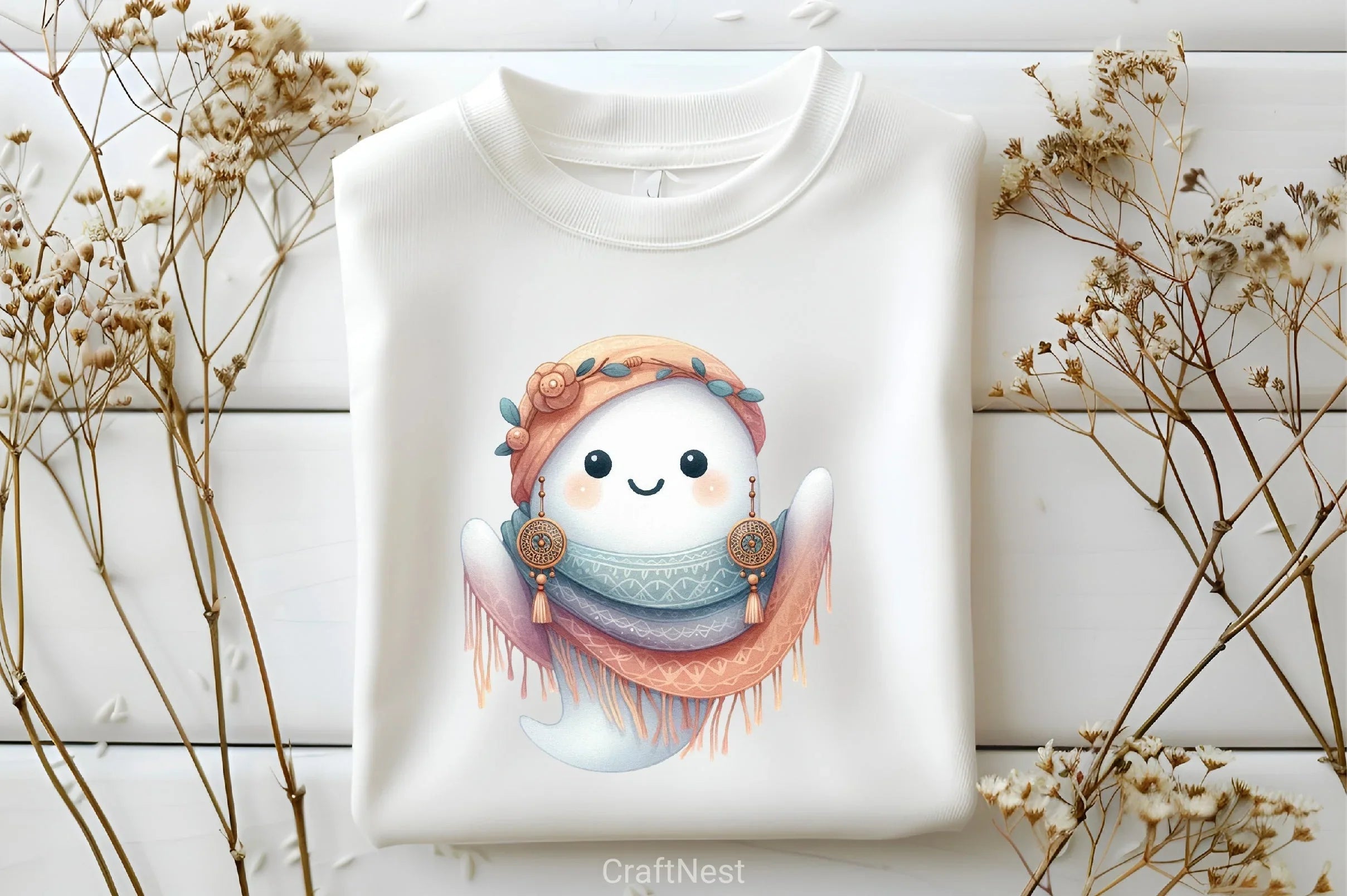 Boho Halloween Ghost Clipart Bundle - CraftNest - Digital Crafting and Art