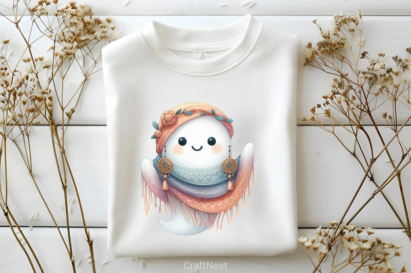 Boho Halloween Ghost Clipart Bundle - CraftNest - Digital Crafting and Art