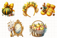 Yellow Coquette Autumn Clipart Bundle - CraftNest - Digital Crafting and Art