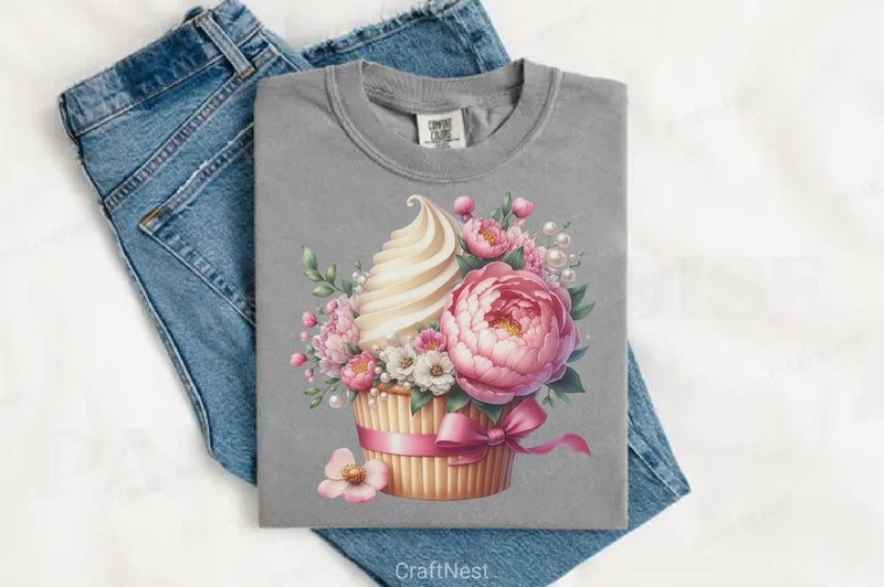 Spring Flowers Cupcake Clipart Bundle - CraftNest - Digital Crafting and Art