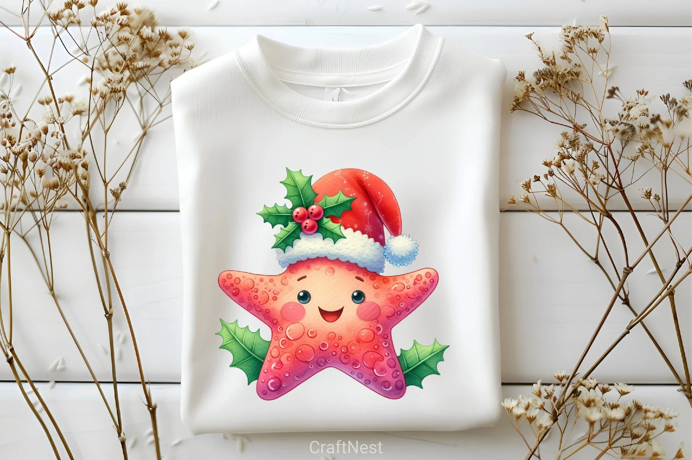 Funny Christmas Sea Star Clipart Bundle - CraftNest - Digital Crafting and Art