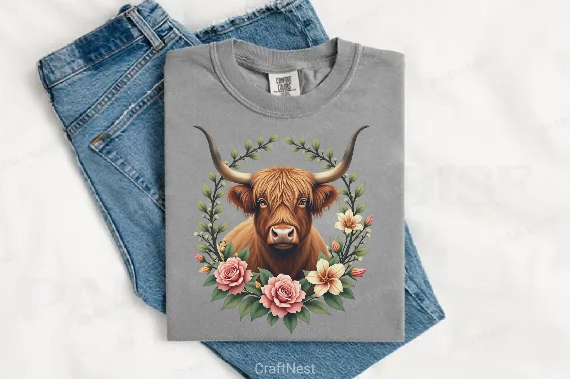 Spring Highland Cow Clipart Bundle - CraftNest - Digital Crafting and Art