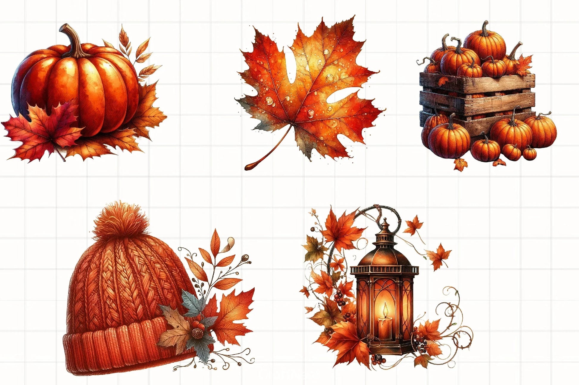 Burnt Orange Autumn Clipart Bundle 3 - CraftNest - Digital Crafting and Art