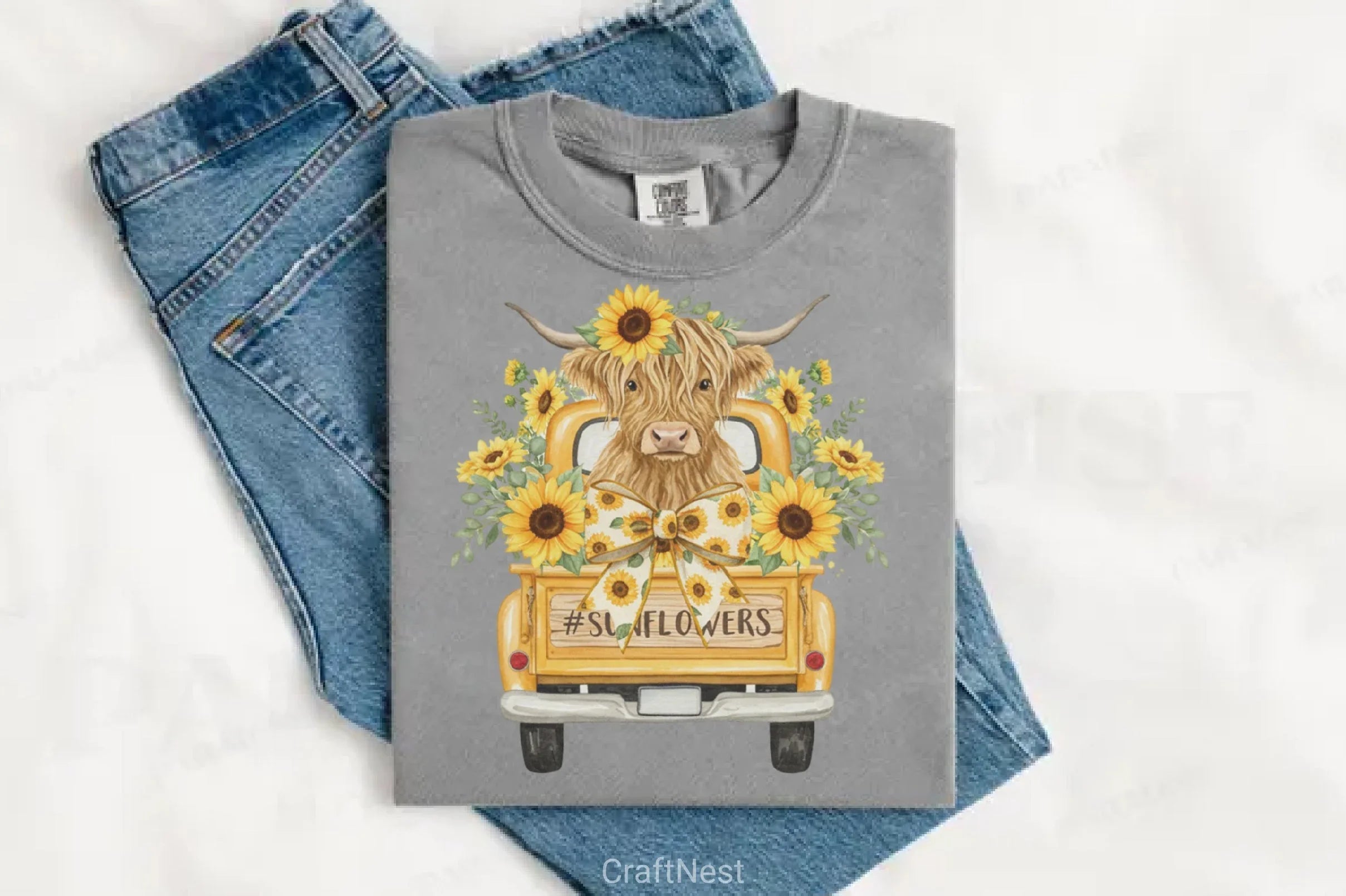 Sunflower Highland Cow Clipart Bundle 1 - CraftNest - Digital Crafting and Art