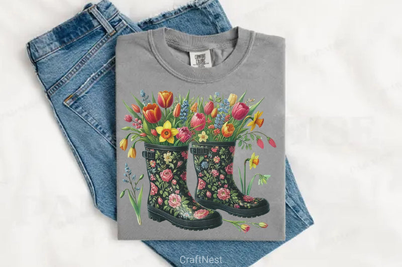 Spring Boots Flowers Clipart Bundle - CraftNest - Digital Crafting and Art