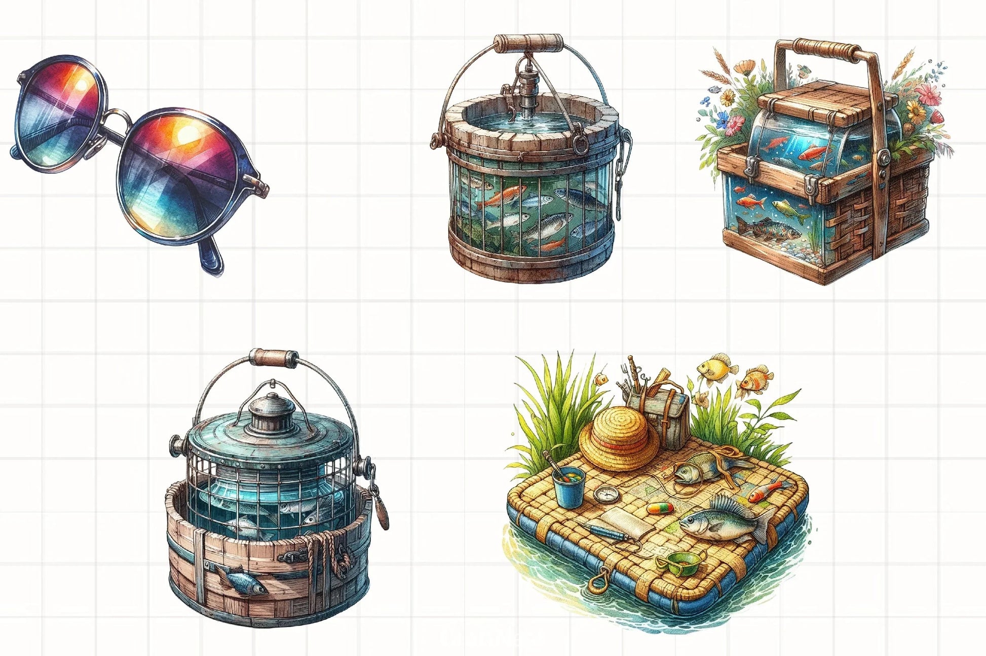 Summer Fishing Clipart Bundle - CraftNest - Digital Crafting and Art