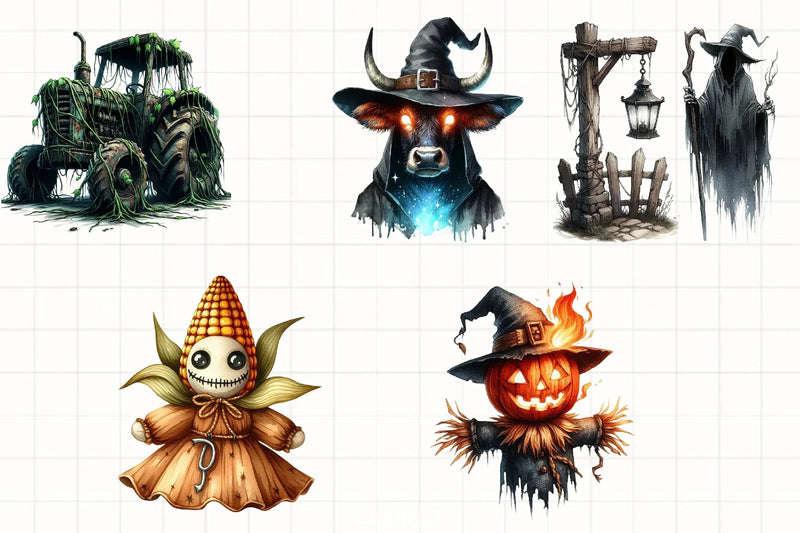 Creepy Halloween Farm Clipart Bundle - CraftNest - Digital Crafting and Art