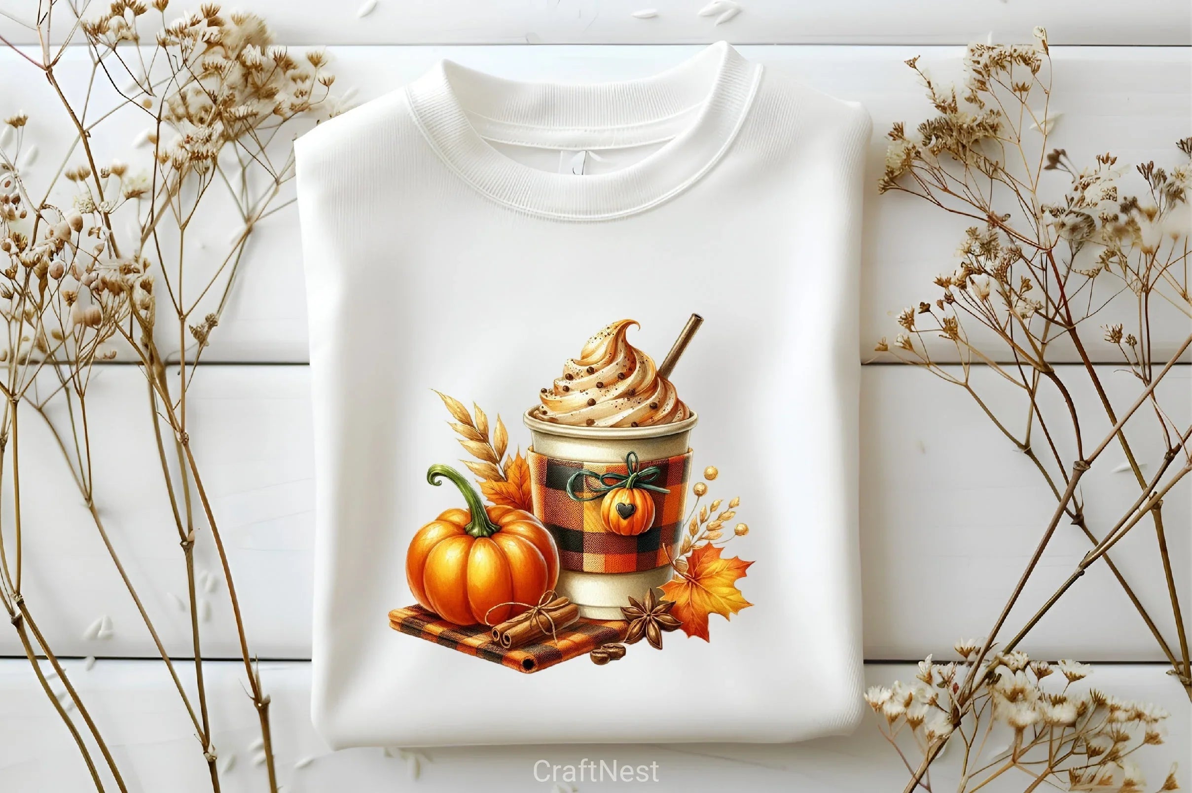 Autumn Plaid Coffee Cup Clipart Bundle - CraftNest - Digital Crafting and Art