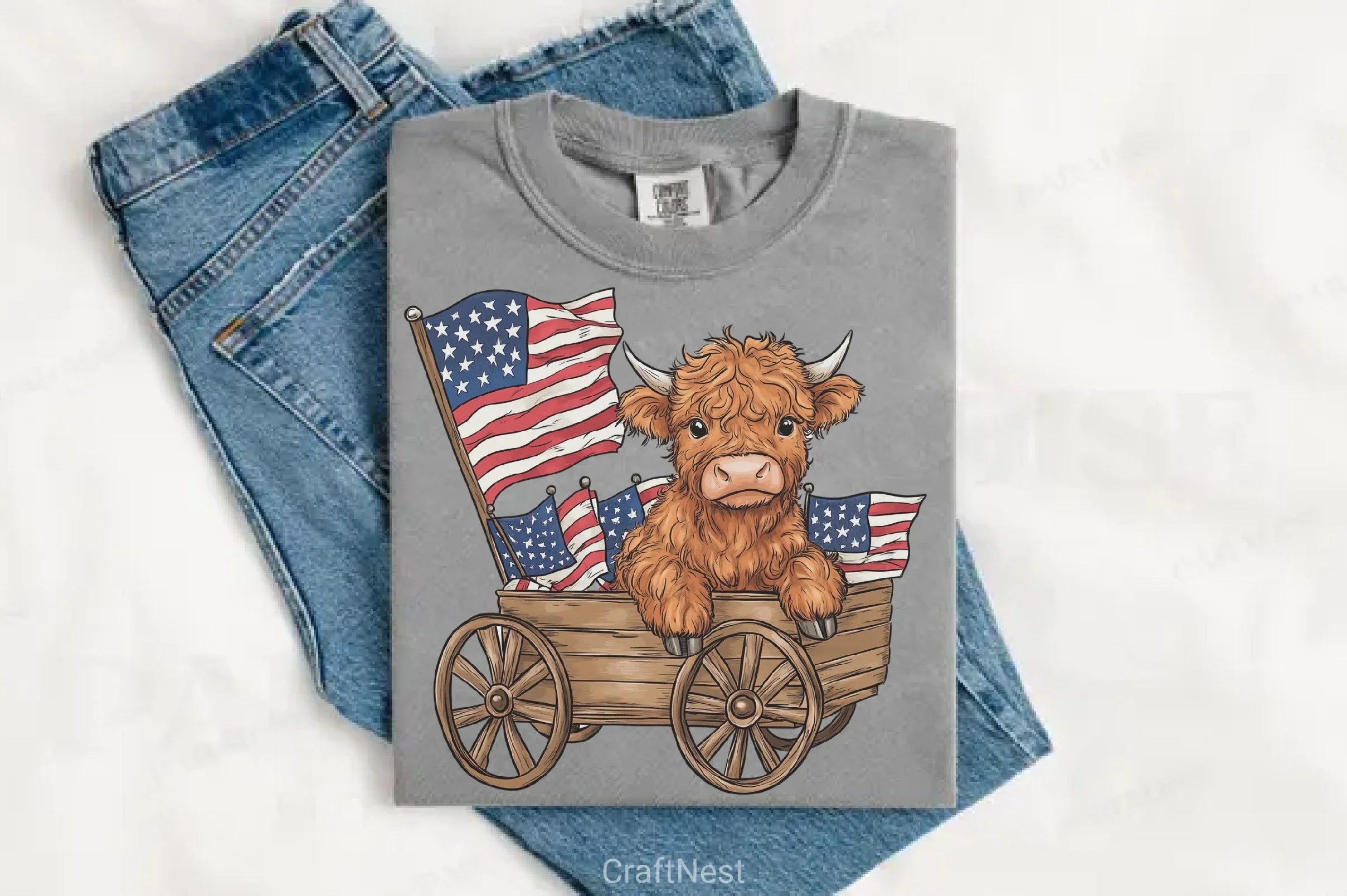 Patriotic Highland Cow Clipart Bundle 7 - CraftNest - Digital Crafting and Art
