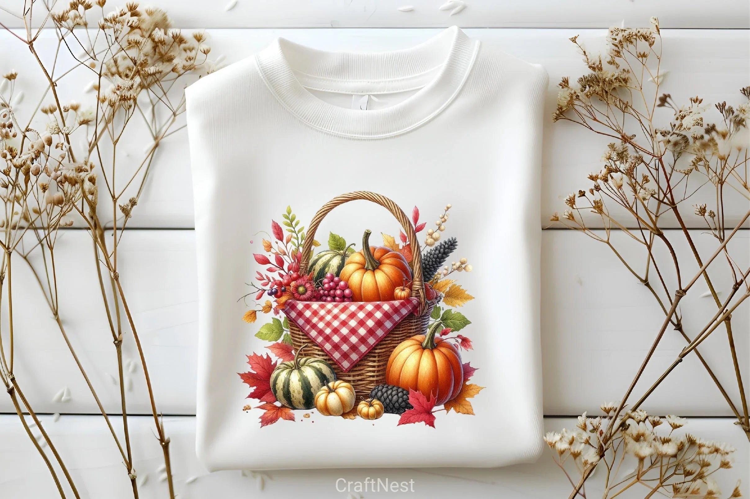 Red Gingham Autumn Clipart Bundle - CraftNest - Digital Crafting and Art