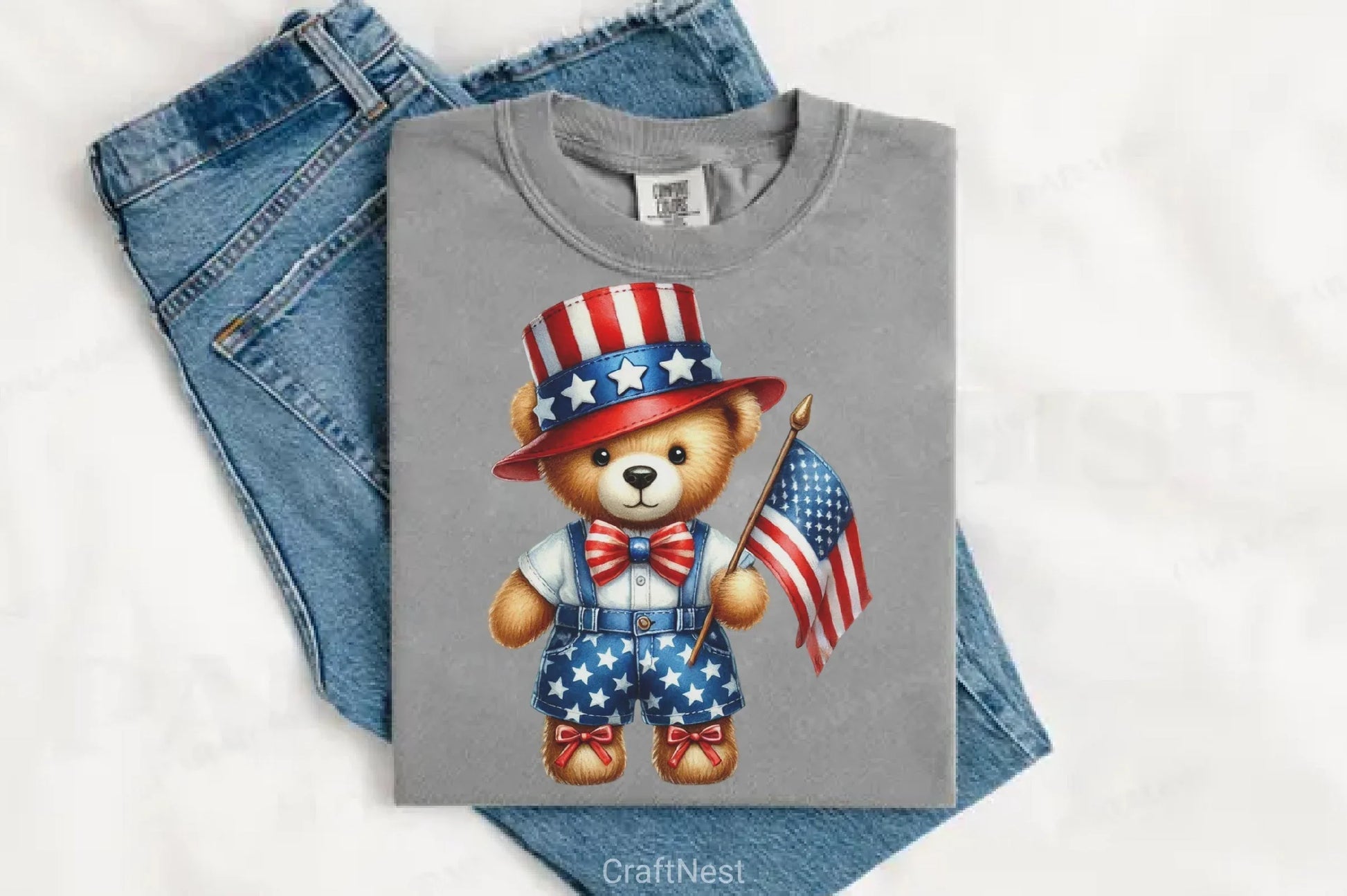 Patriotic 4th of July Teddy Bear Clipart Bundle 1 - CraftNest - Digital Crafting and Art