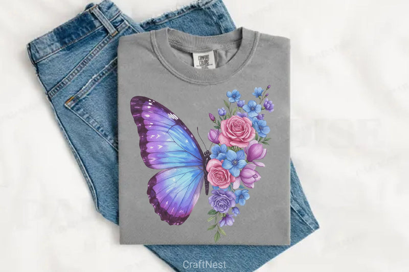 Butterfly Flowers Clipart Bundle 9 - CraftNest - Digital Crafting and Art