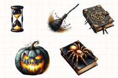 Creepy Black & Gold Halloween Clipart Bundle - CraftNest - Digital Crafting and Art