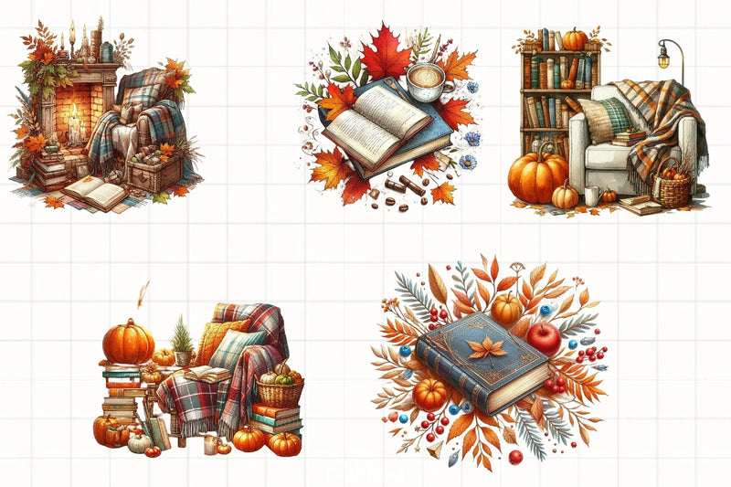 Autumn Fall Books Clipart Bundle - CraftNest - Digital Crafting and Art