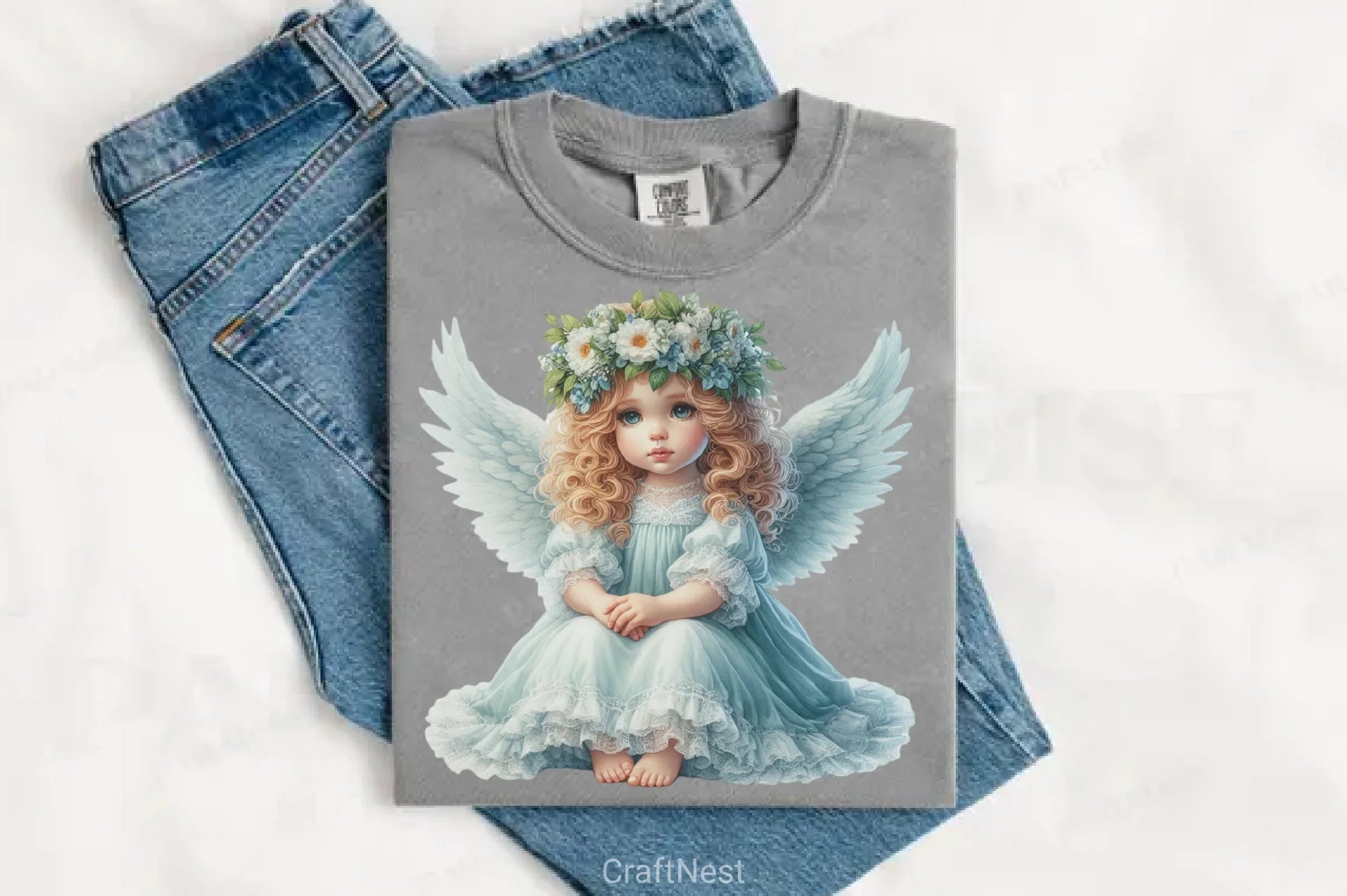 Cute Baby Angel Clipart Bundle - CraftNest - Digital Crafting and Art