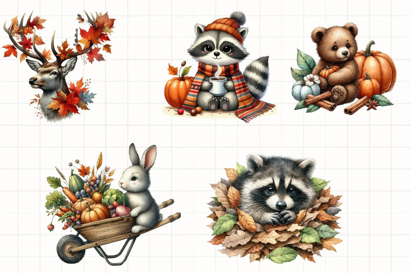 Autumn Forest Animal Clipart Bundle - CraftNest - Digital Crafting and Art