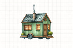 Green Autumn Cottage Clipart Bundle - CraftNest - Digital Crafting and Art