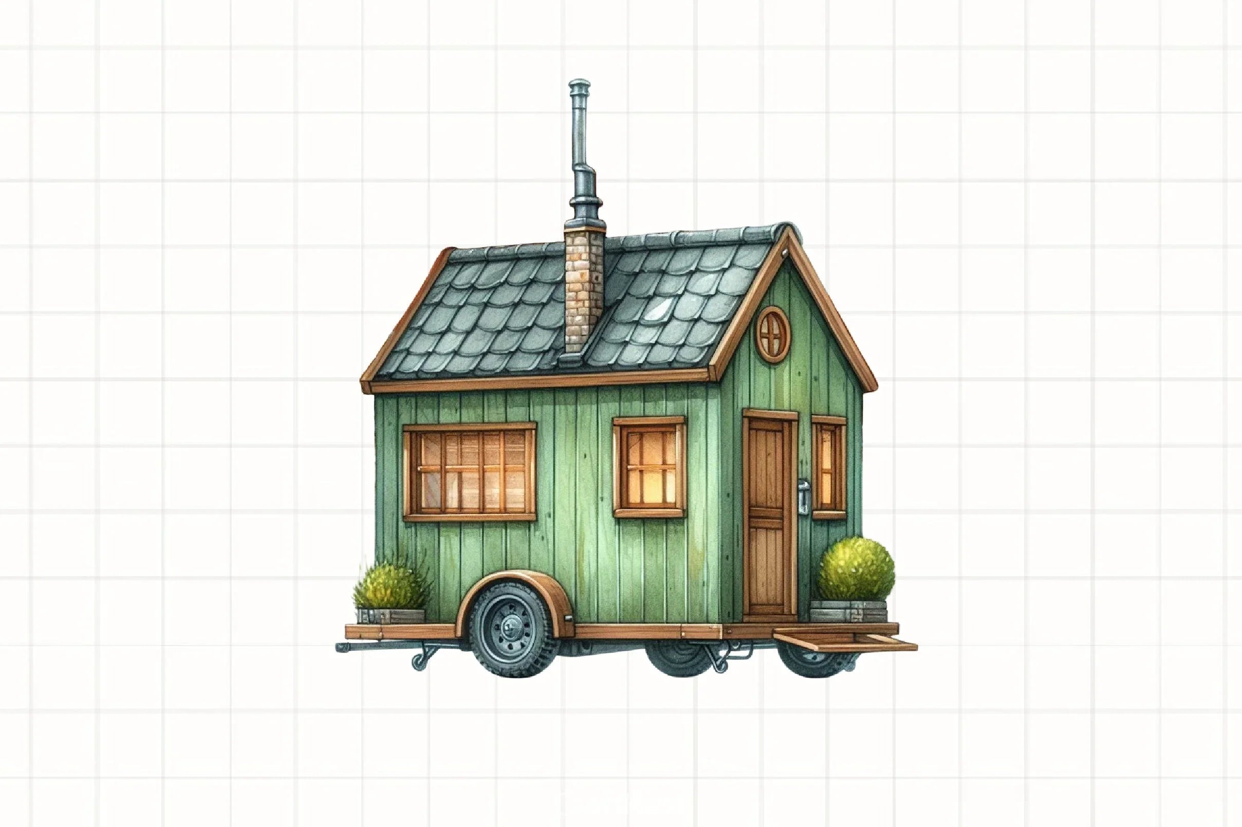 Green Autumn Cottage Clipart Bundle - CraftNest - Digital Crafting and Art